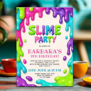 Colourful Slime Party Birthday Bash for Kids Invitation