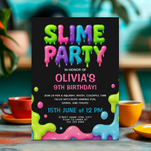 Colourful Slime Party Birthday with Dripping Goo Invitation