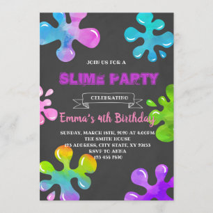 Colourful slime party invitation