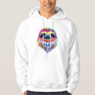 Colourful Sloth Face Cute Rainforest Jungle Animal Hoodie