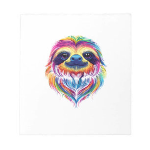 Colourful Sloth Face Cute Rainforest Jungle Animal Notepad