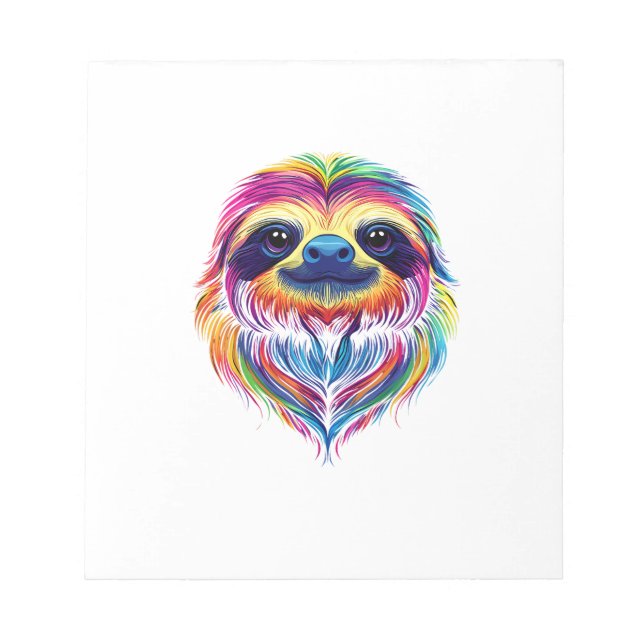 Colourful Sloth Face Cute Rainforest Jungle Animal Notepad (Front)