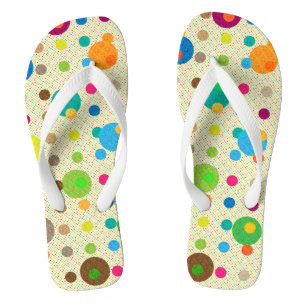 Colourful Small And Large Polka Dots Flip Flops