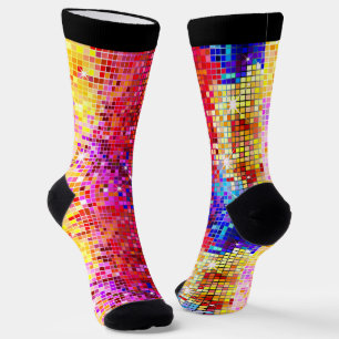 Colourful small squares geometric pattern socks