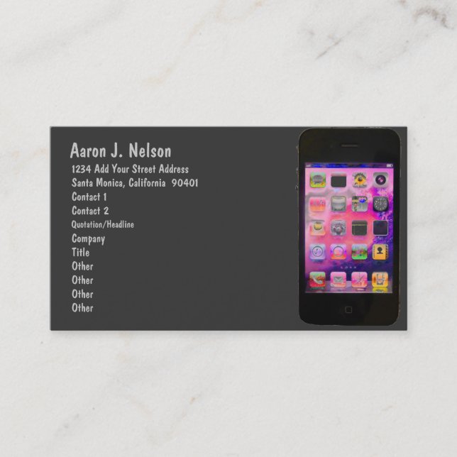 Colourful Smart Phone Personal Business Card (Front)