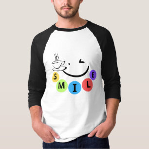 Colourful SMILE Cute Coffee Quote Graphic T-Shirt