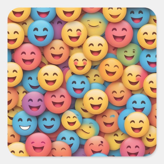 Colourful Smile Emoji Square Sticker (Front)