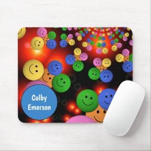 Colourful Smile Faces & Cute Happy Smiles Bubbles Mouse Mat