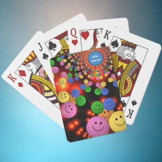 Colourful Smile Faces & Cute Happy Smiles Bubbles Playing Cards