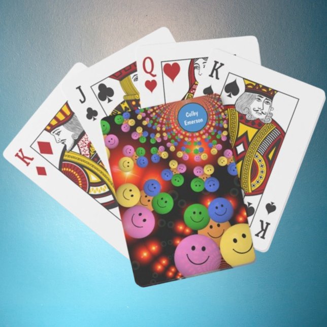 Colourful Smile Faces & Cute Happy Smiles Bubbles Playing Cards (Creator Uploaded)