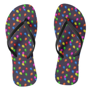 Colourful Smiling Balloons Black Flip Flops