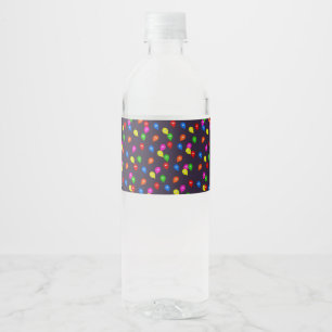 Colourful Smiling Balloons Black Water Bottle Label