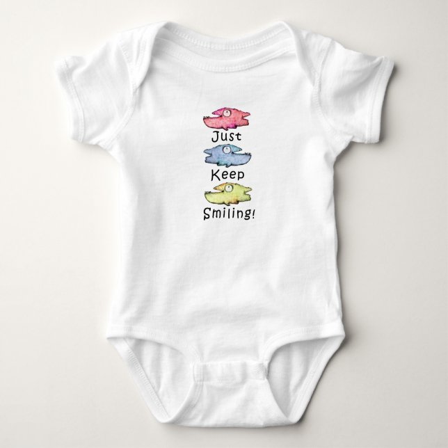 Colourful Smiling Fish Baby bodysuit (Front)
