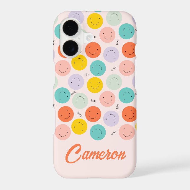 Colourful Smiling Happy Face Pattern iPhone Case (Back)