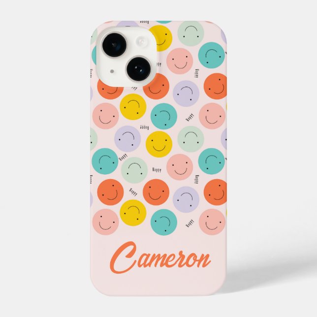 Colourful Smiling Happy Face Pattern iPhone Case (Back)