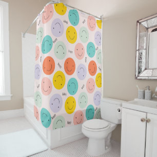 Colourful Smiling Happy Face Pattern Shower Curtain