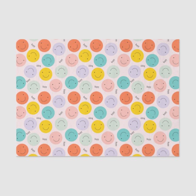 Colourful Smiling Happy Face Pattern Tissue Paper (Front)