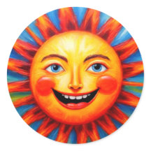 Colourful Smiling Sun Stickers