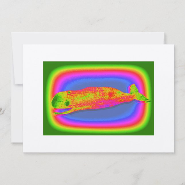 colourful smiling whale invitation card (Front)