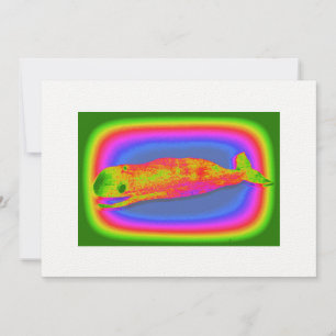 colourful smiling whale invitation card