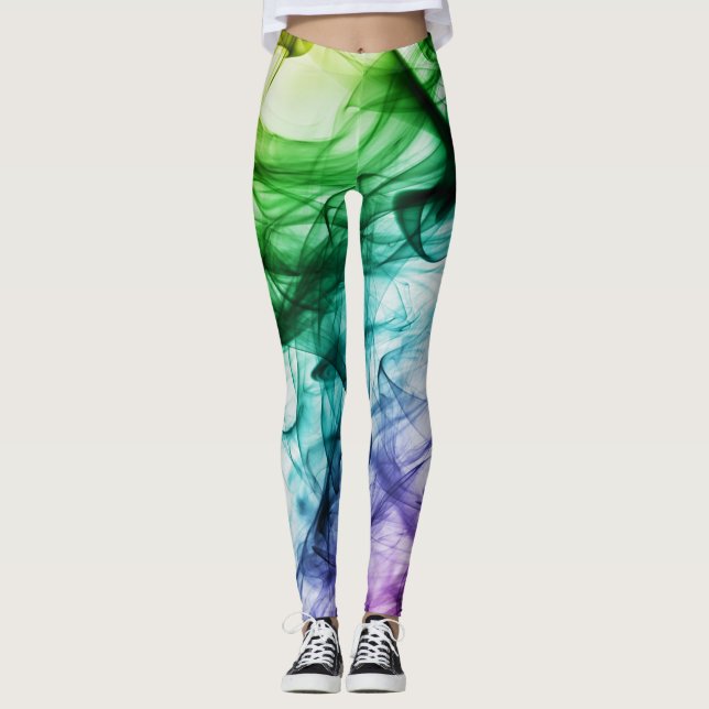 Colourful Smoke Art Design Leggings (Front)
