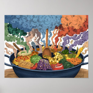 Colourful Smoke Coming from Food Bowl Poster