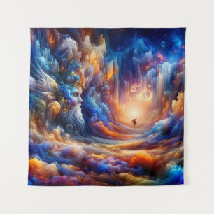 Colourful Smoke Face Art Tapestry