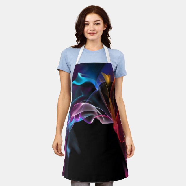 Colourful smoke on black apron (Worn)