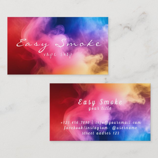 Colourful Smoke Vape Shop Business Card (Front/Back)