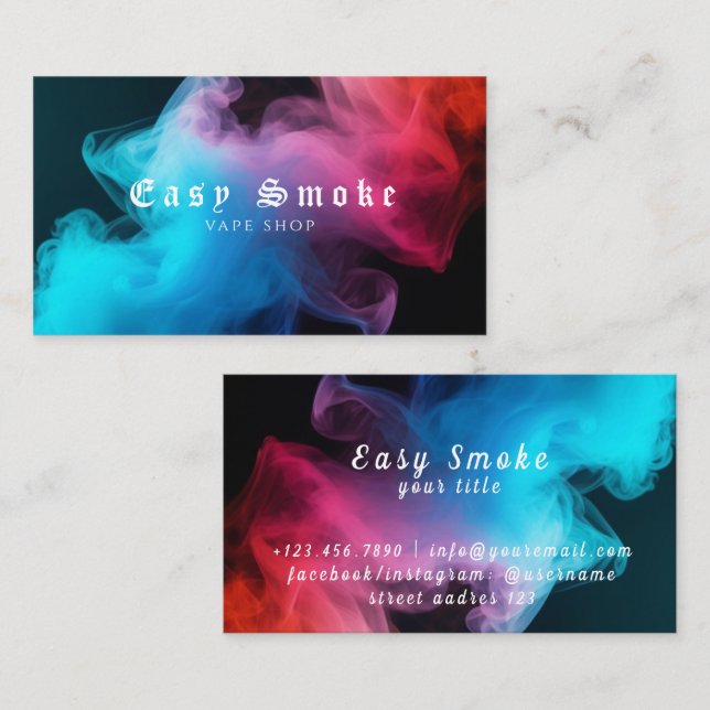 Colourful Smoke Vape Shop Business Card (Front/Back)