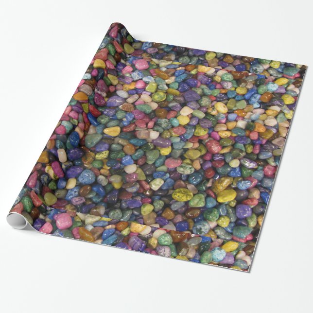 Colourful Smooth Shiny Rocks and Pebbles Wrapping Paper (Unrolled)
