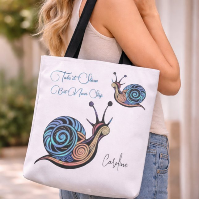 Colourful Snail Tote Bag Slow But Never Stop (Creator Uploaded)