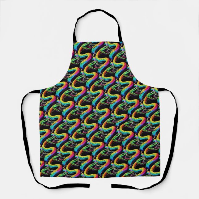 Colourful Snake Illustration Apron (Front)