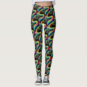 Colourful Snake Illustration Leggings