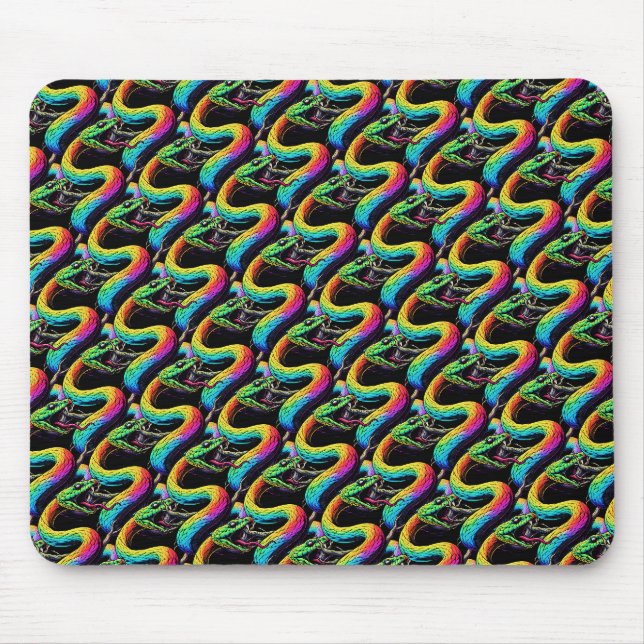 Colourful Snake Illustration Mouse Mat (Front)