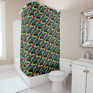 Colourful Snake Illustration Shower Curtain