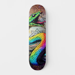 Colourful Snake Illustration Skateboard