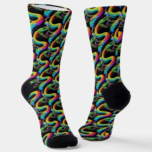 Colourful Snake Illustration Socks (Angled)