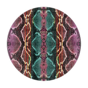 Colourful snake skin, animal print. cutting board