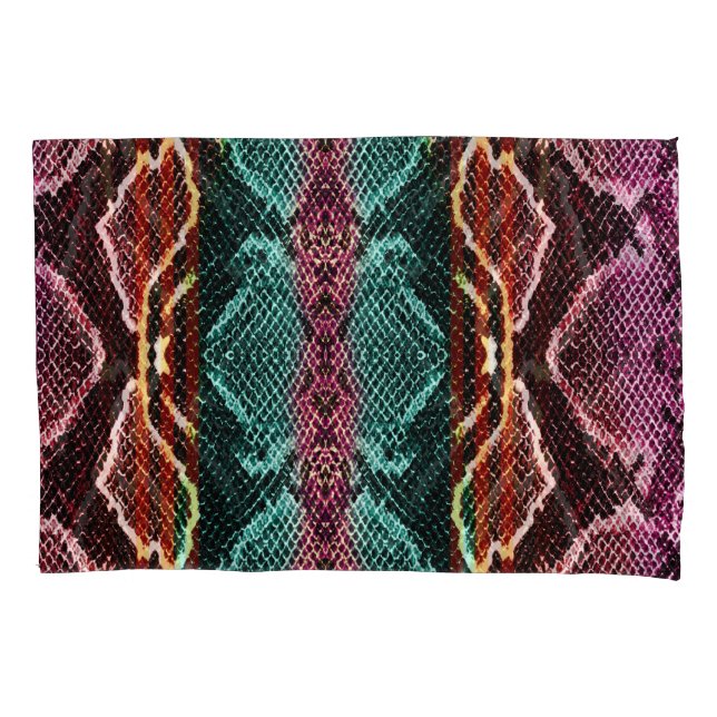 Colourful snake skin, animal print. pillowcase (Front)