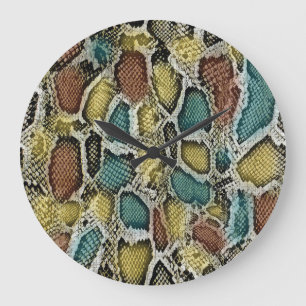 Colourful snake skin: seamless design. large clock