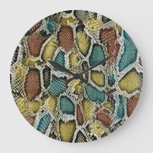 Colourful snake skin: seamless design. large clock