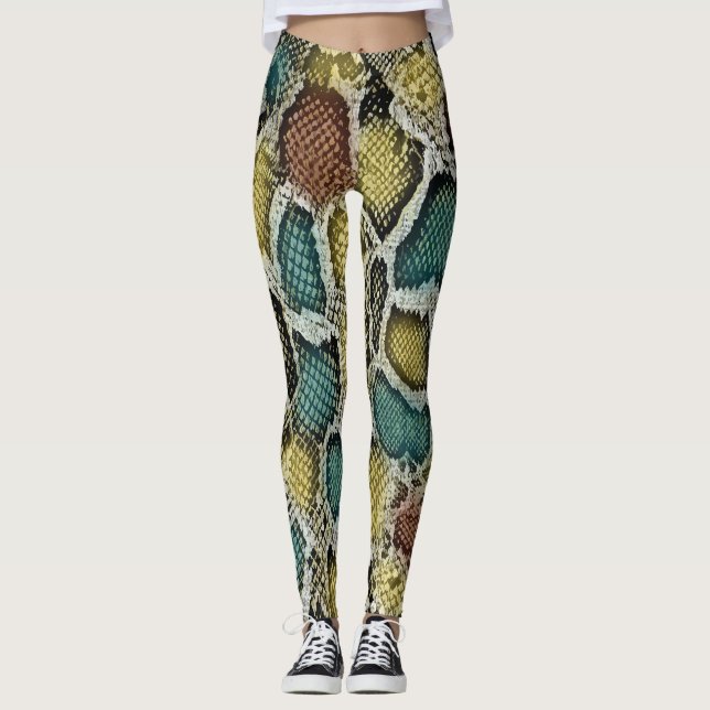 Colourful snake skin: seamless design. leggings (Front)
