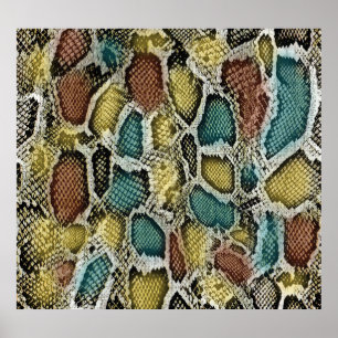 Colourful snake skin: seamless design. poster