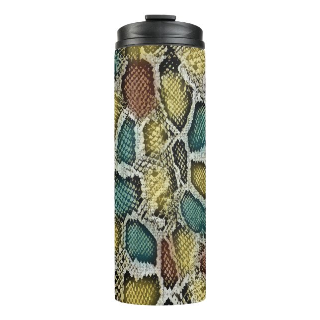 Colourful snake skin: seamless design. thermal tumbler (Front)