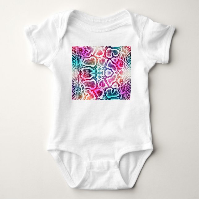 Colourful Snake Skin Texture Pattern. Baby Bodysuit (Front)