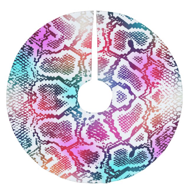Colourful Snake Skin Texture Pattern. Brushed Polyester Tree Skirt (Front)