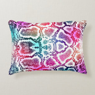 Colourful Snake Skin Texture Pattern. Decorative Cushion