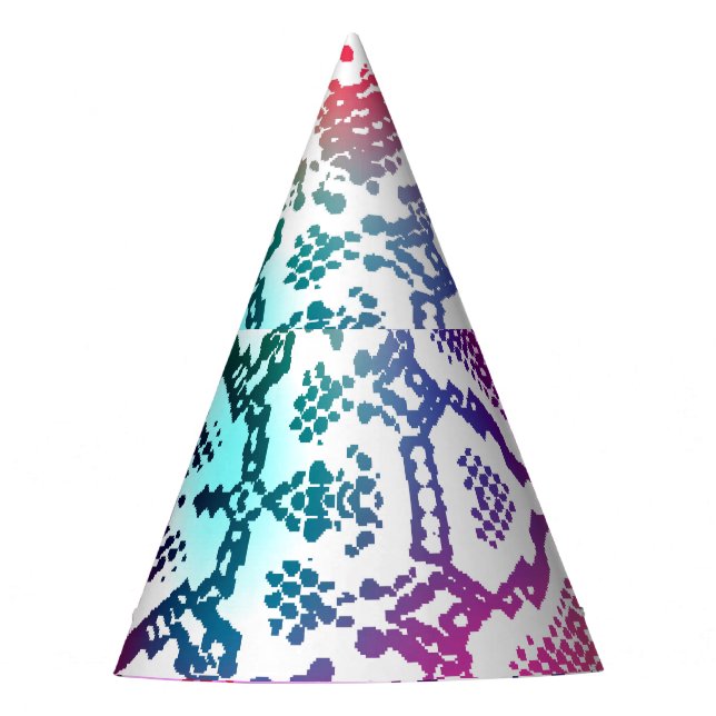 Colourful Snake Skin Texture Pattern. Party Hat (Front)