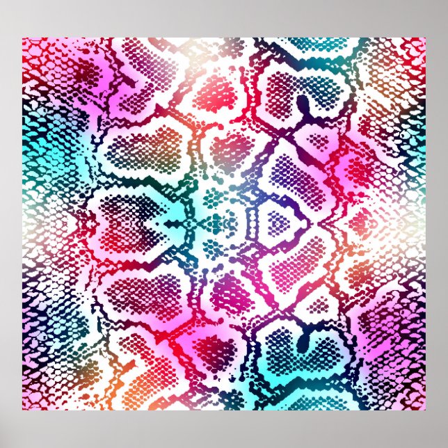 Colourful Snake Skin Texture Pattern. Poster (Front)